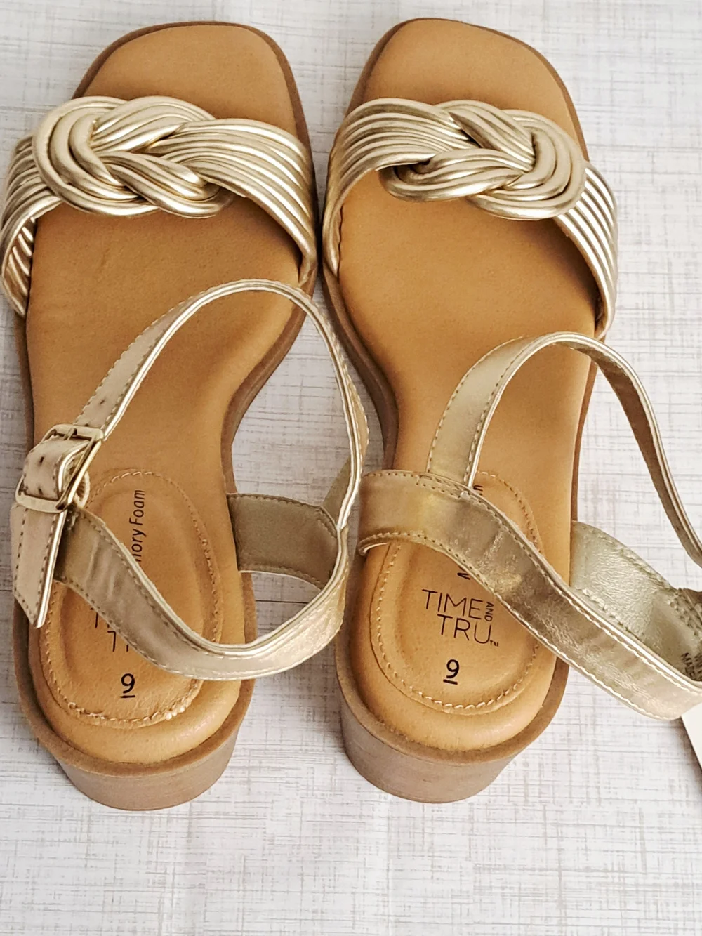 Time and Tru Gold Wedge Sandals